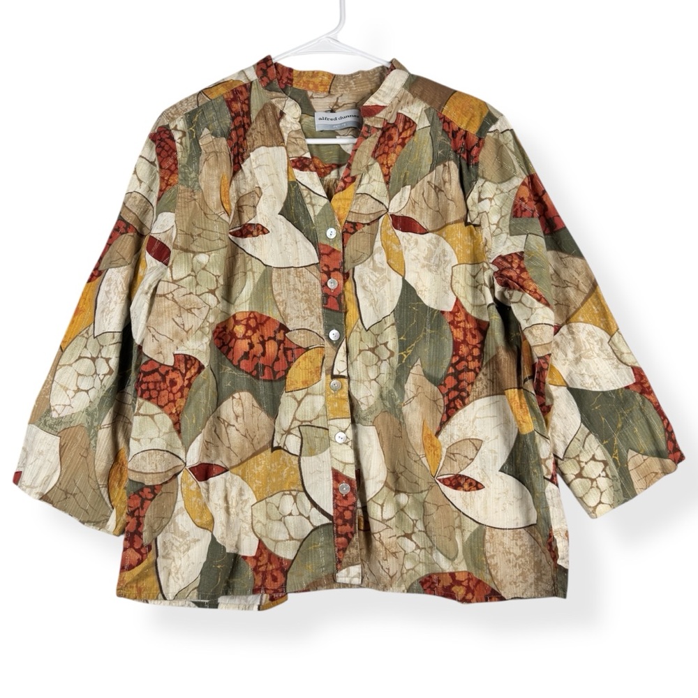 Alfred Dunner‎ Button Down Top Womens Petite 18P 3/4 Sleeves Multicolor Floral